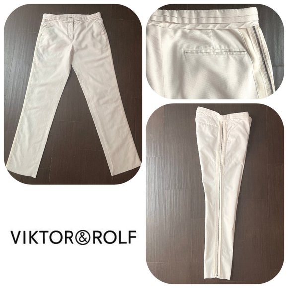 Auc Viktor & RolfZipper Stripe White pants IT40